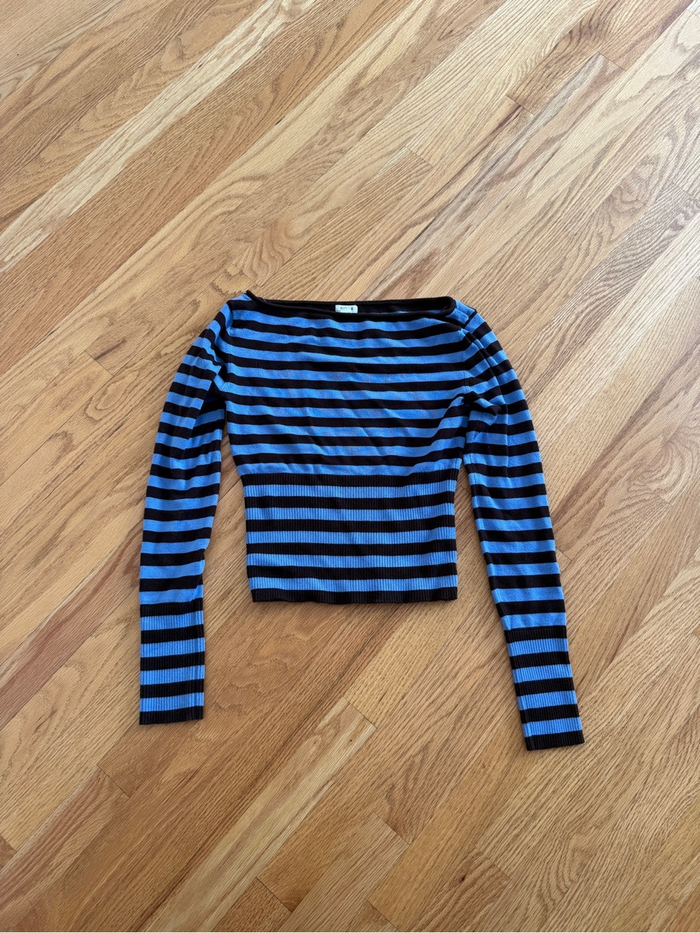 Garage boat neck striped thick top long sleeve blue and brown size XS